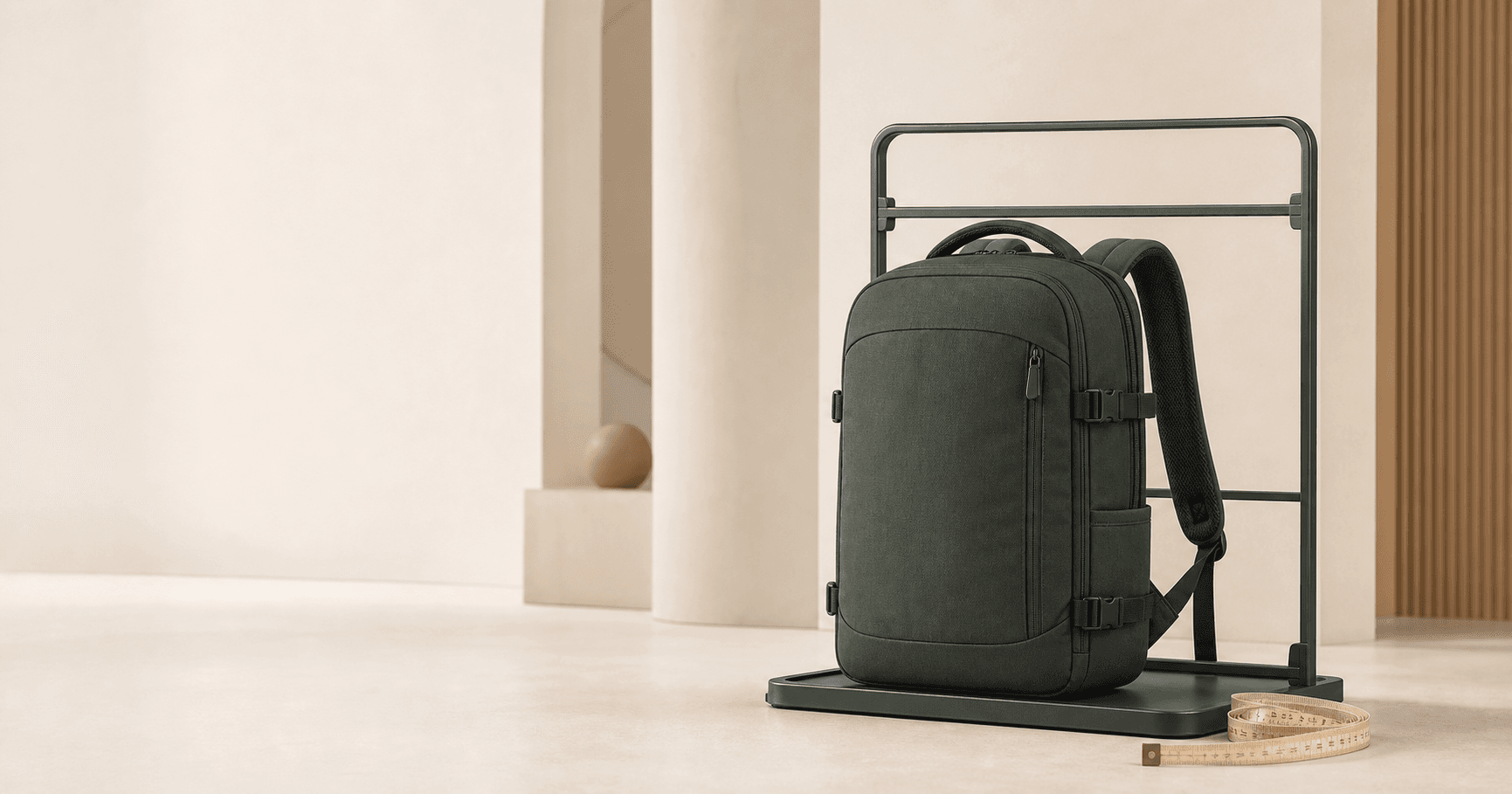 Illustration originale Lureox d’un sac cabine générique dans un gabarit de mesure