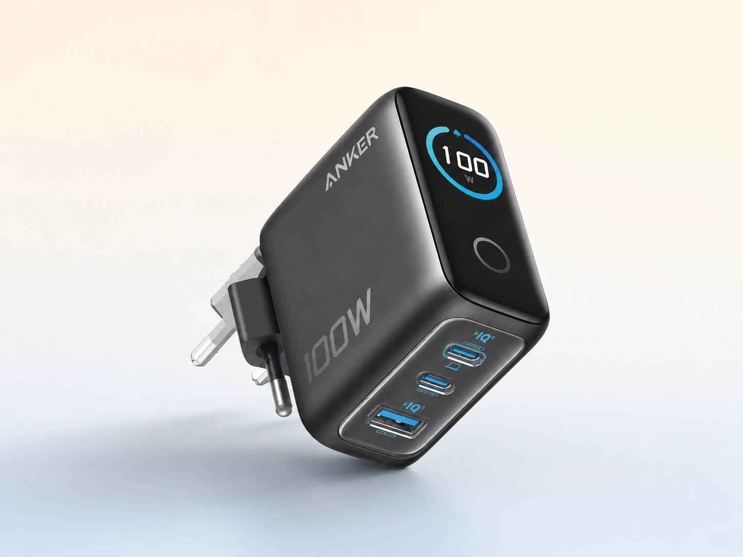 Illustration générée par IA pour Anker Chargeur 100 W 3 ports avec écran — représentation indicative